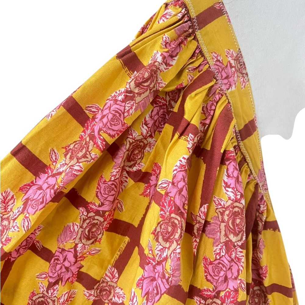 Yellow Floral Grid Kimono Sleeve Top - Unbranded - Picture 4 of 9